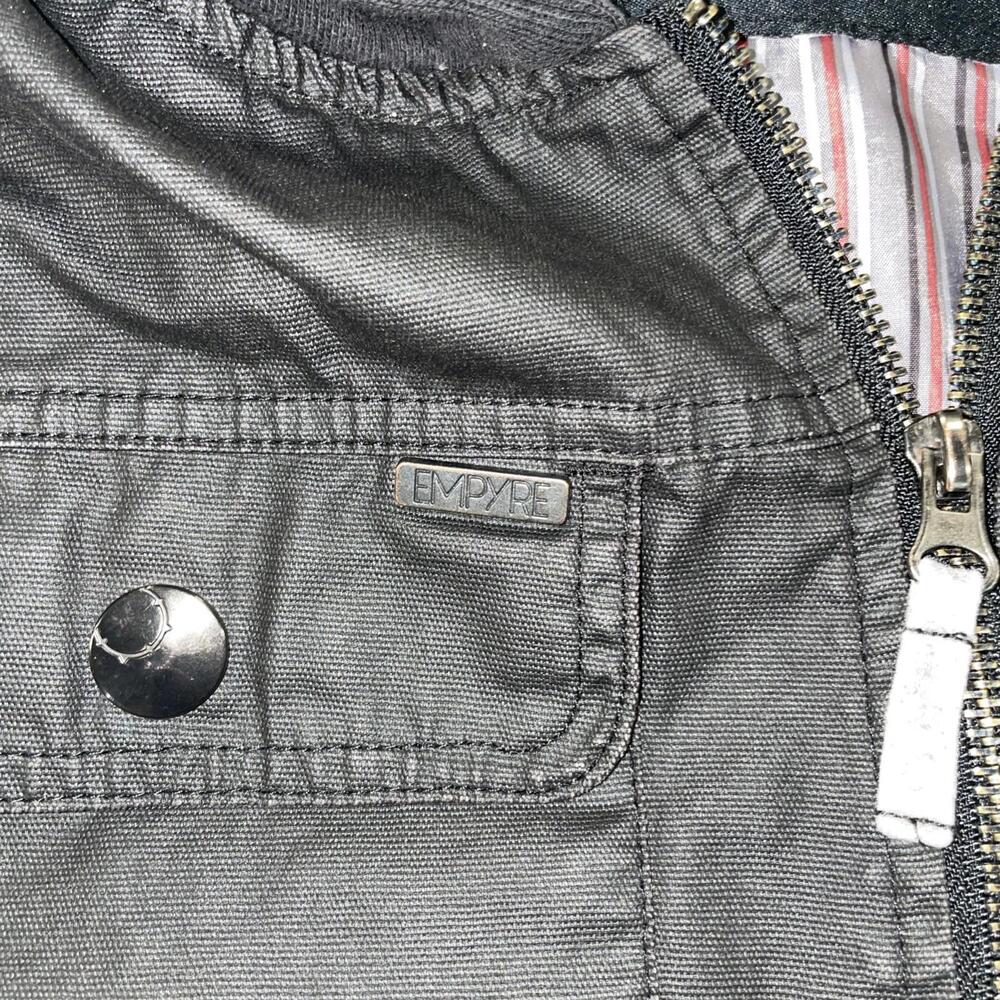 EMPYRE Clothing Company Mens Full Zip Utility Black Bomber Jacket w/ Hoodie Sz L - Picture 3 of 13